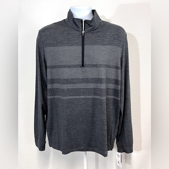 BEN‎ HOGAN Gray stripe 1/4 zip long sleeve pullover size M. - Picture 1 of 12